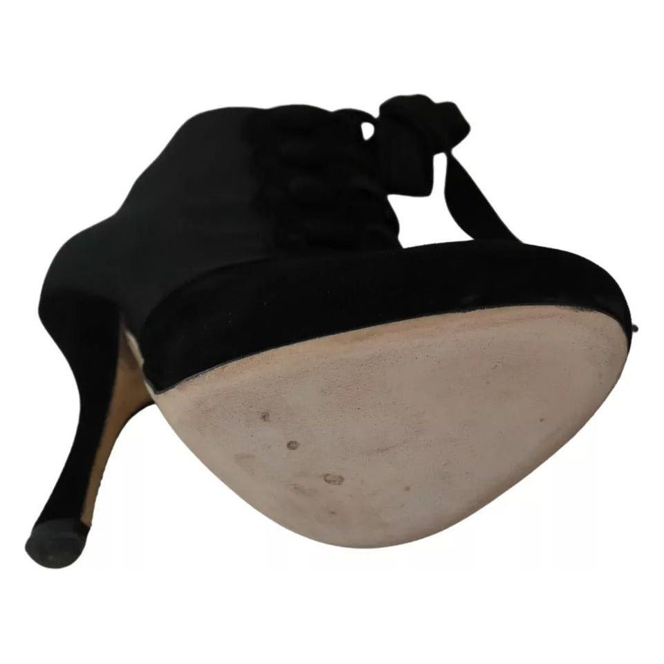 Dolce & Gabbana Black Suede Stretch Ankle Boots Booties Shoes Dolce & Gabbana Black