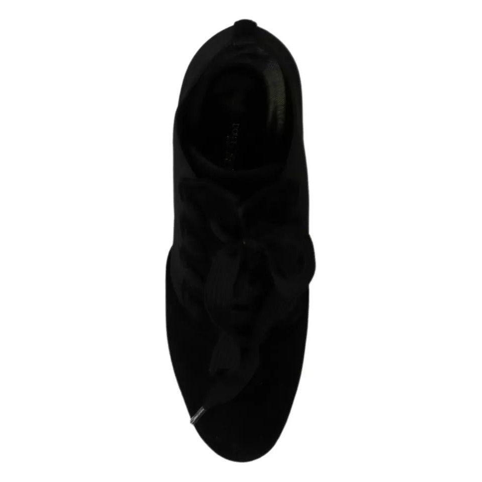 Dolce & Gabbana Black Suede Stretch Ankle Boots Booties Shoes Dolce & Gabbana Black