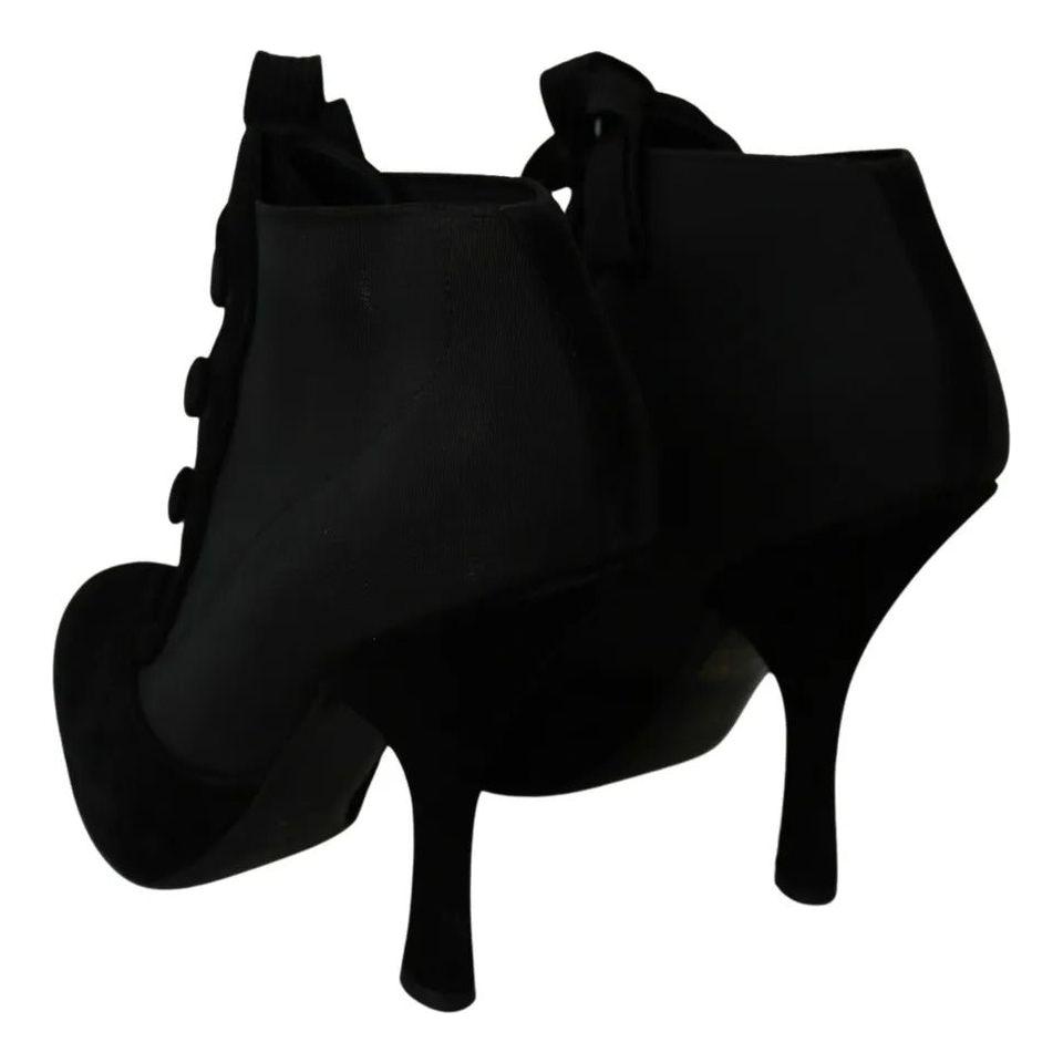 Dolce & Gabbana Black Suede Stretch Ankle Boots Booties Shoes Dolce & Gabbana Black