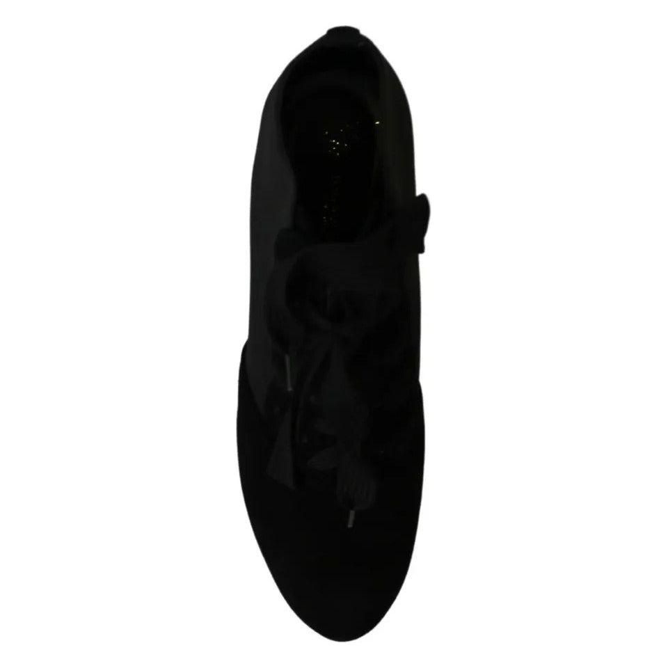Dolce & Gabbana Black Suede Stretch Ankle Boots Booties Shoes Dolce & Gabbana Black