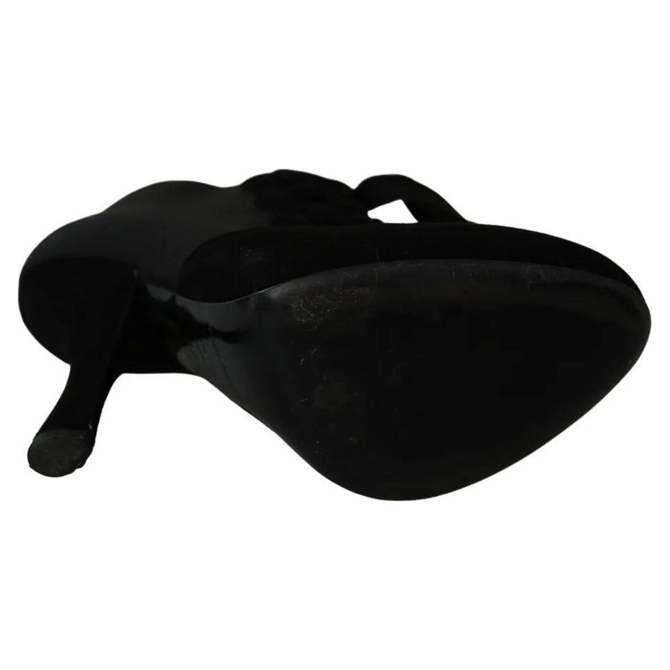 Dolce & Gabbana Black Suede Stretch Ankle Boots Booties Shoes Dolce & Gabbana Black