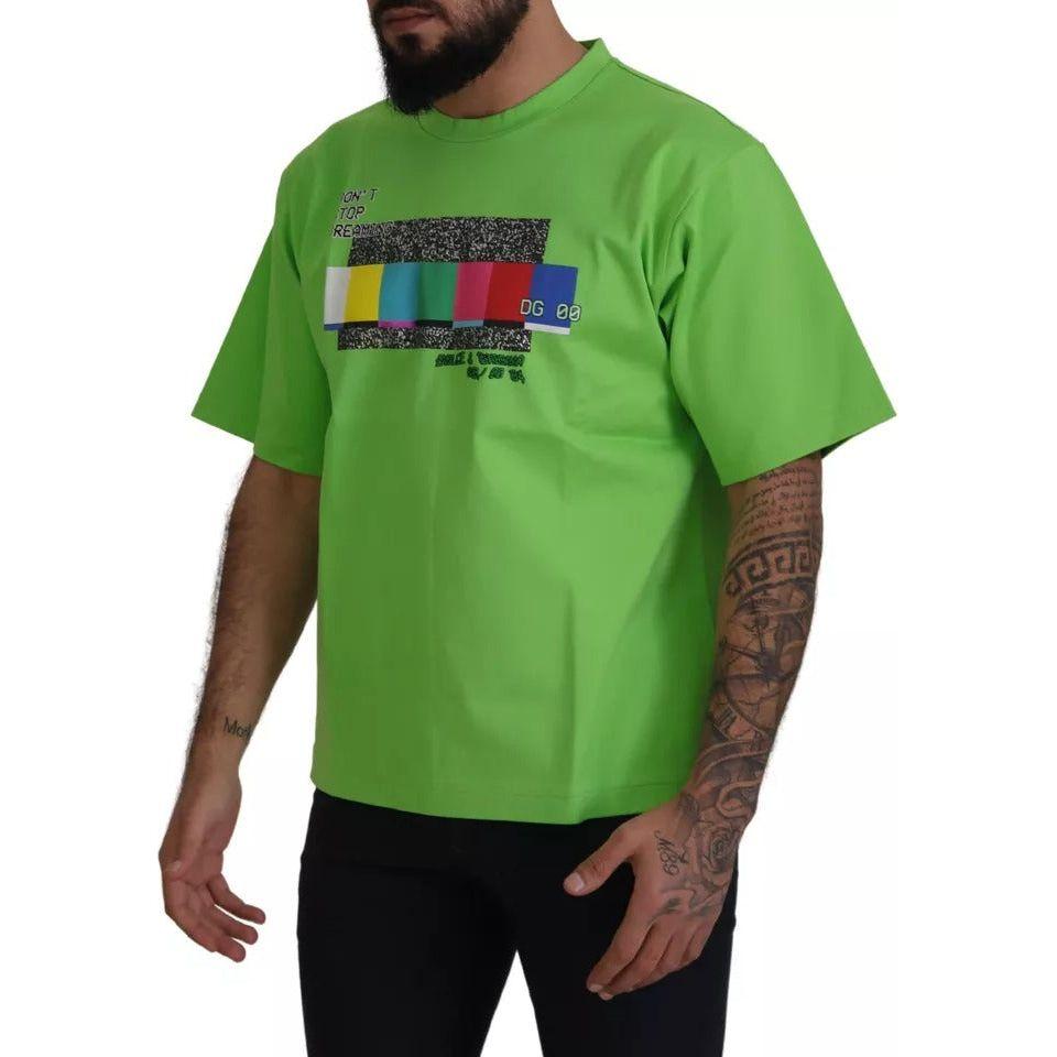 Dolce & Gabbana Green Cotton DG CHANNEL Top T-shirt Dolce & Gabbana Olive Drab
