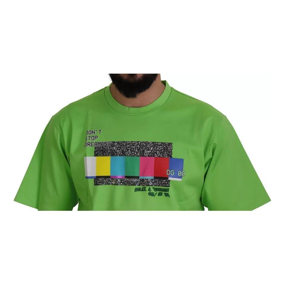 Dolce & Gabbana Green Cotton DG CHANNEL Top T-shirt Dolce & Gabbana Olive Drab