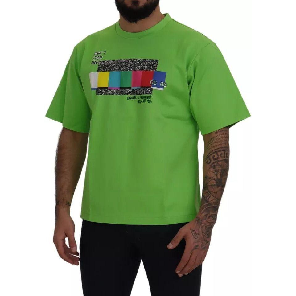 Dolce & Gabbana Green Cotton DG CHANNEL Top T-shirt Dolce & Gabbana Olive Drab