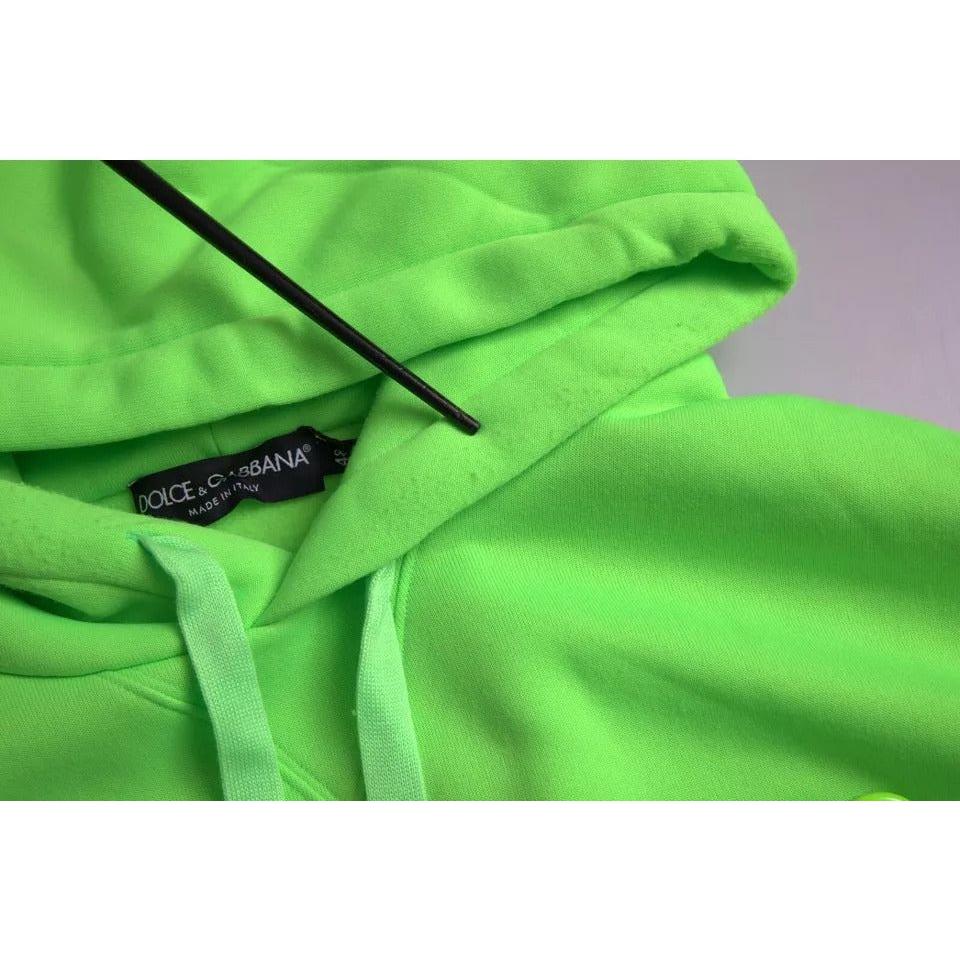 Dolce & Gabbana Neon Green Logo Pullover Hooded Sweatshirt Sweater Dolce & Gabbana Medium Sea Green