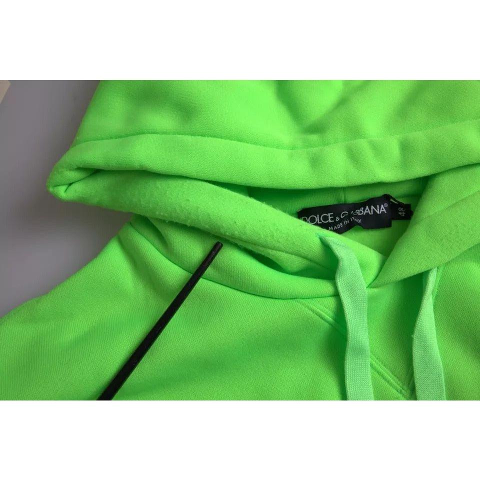 Dolce & Gabbana Neon Green Logo Pullover Hooded Sweatshirt Sweater Dolce & Gabbana Medium Sea Green