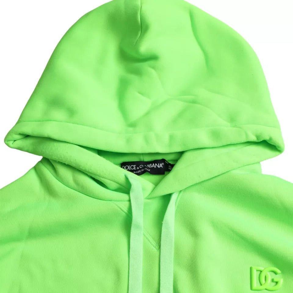 Dolce & Gabbana Neon Green Logo Pullover Hooded Sweatshirt Sweater Dolce & Gabbana Light Green