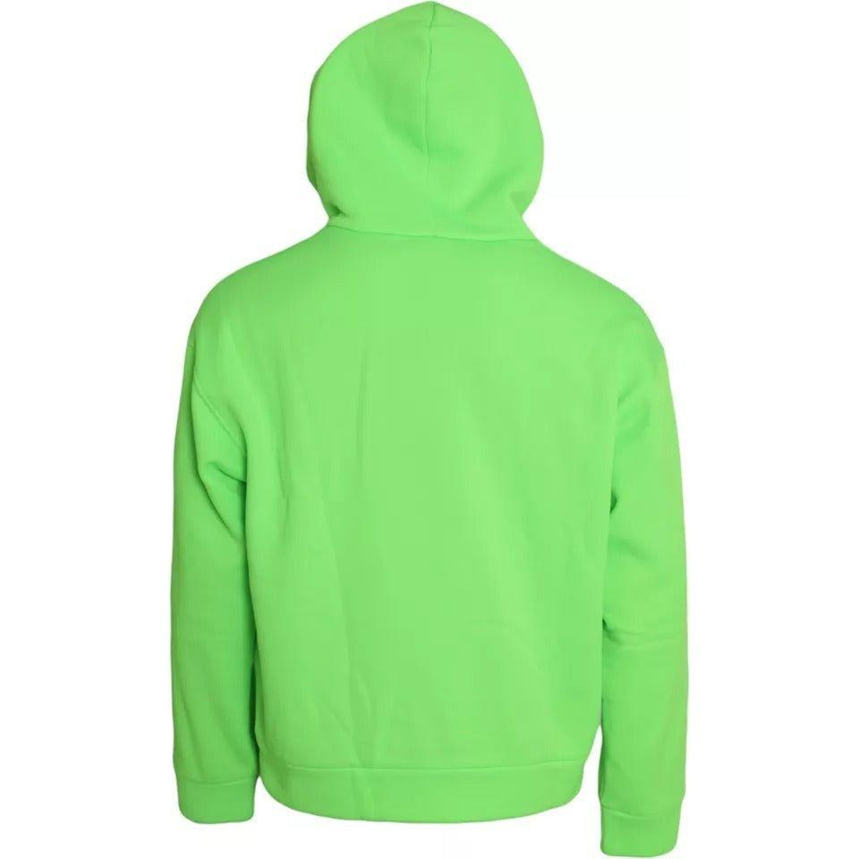 Dolce & Gabbana Neon Green Logo Pullover Hooded Sweatshirt Sweater Dolce & Gabbana Light Green