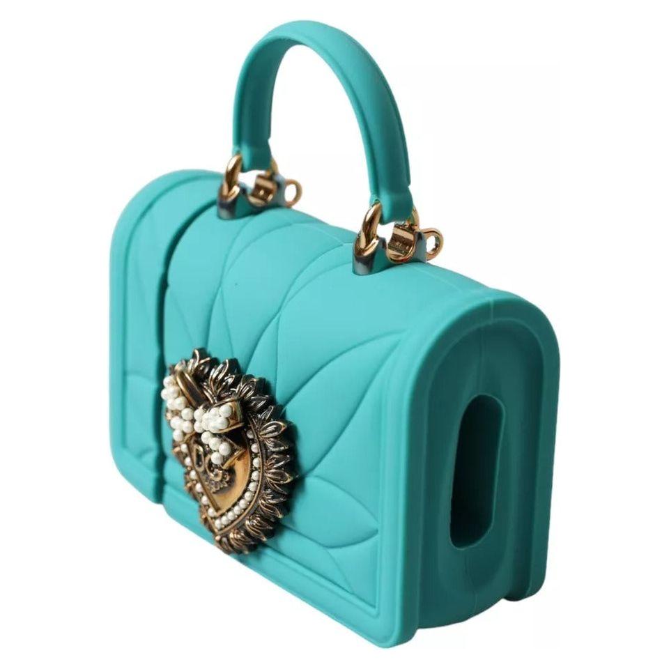 Dolce & Gabbana Turquoise Silicone Devotion Heart Cover Hand Bag Airpods Case Dolce & Gabbana Medium Turquoise