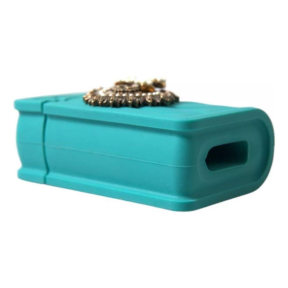 Dolce & Gabbana Turquoise Silicone Devotion Heart Cover Hand Bag Airpods Case Dolce & Gabbana Light Sea Green