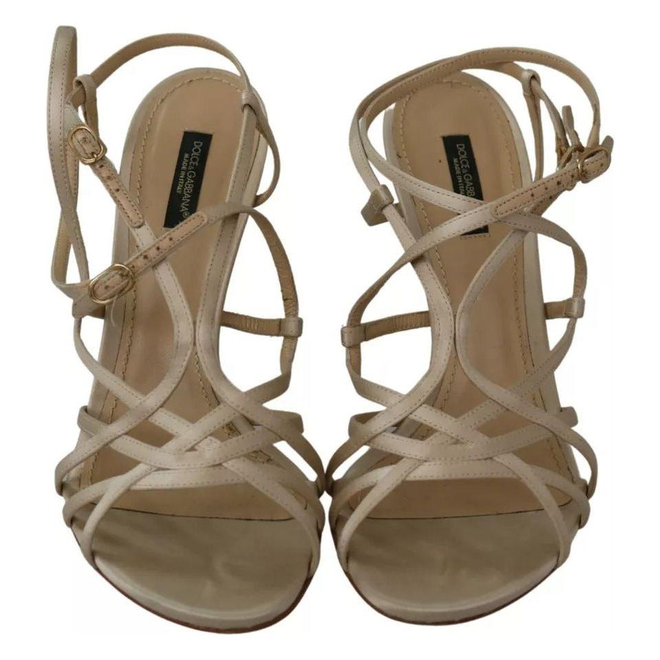 Dolce & Gabbana Gold Silk Ankle Strap Heels Sandals Shoes Dolce & Gabbana Dim Gray