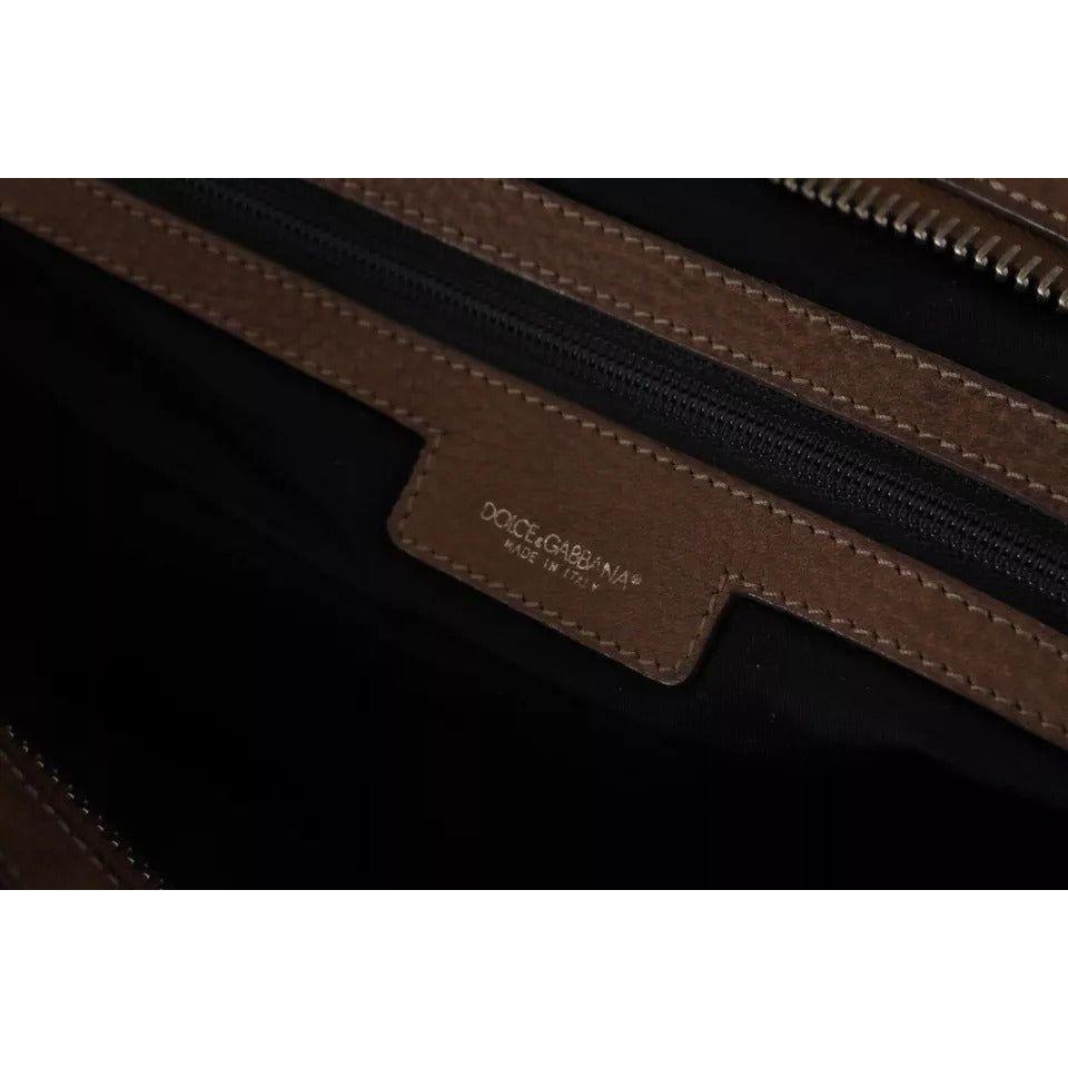 Dolce & Gabbana Brown Leather Shoulder Strap Travel Messenger Gym Men Bag Dolce & Gabbana Black