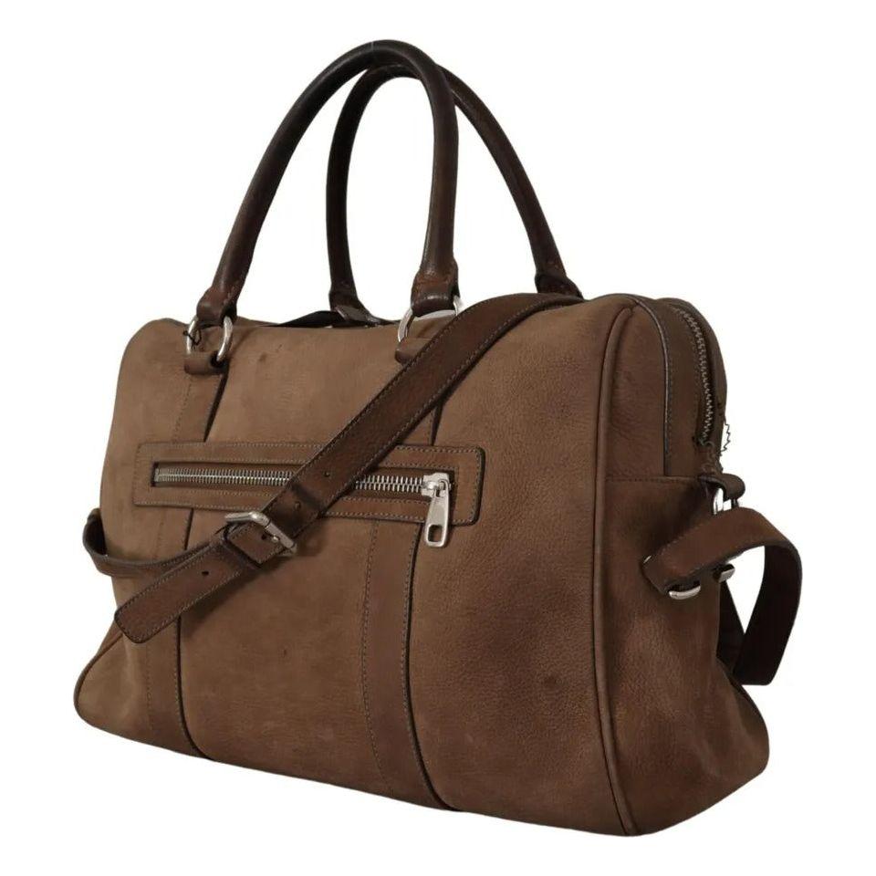 Dolce & Gabbana Brown Leather Shoulder Strap Travel Messenger Gym Men Bag Dolce & Gabbana Dark Olive Green