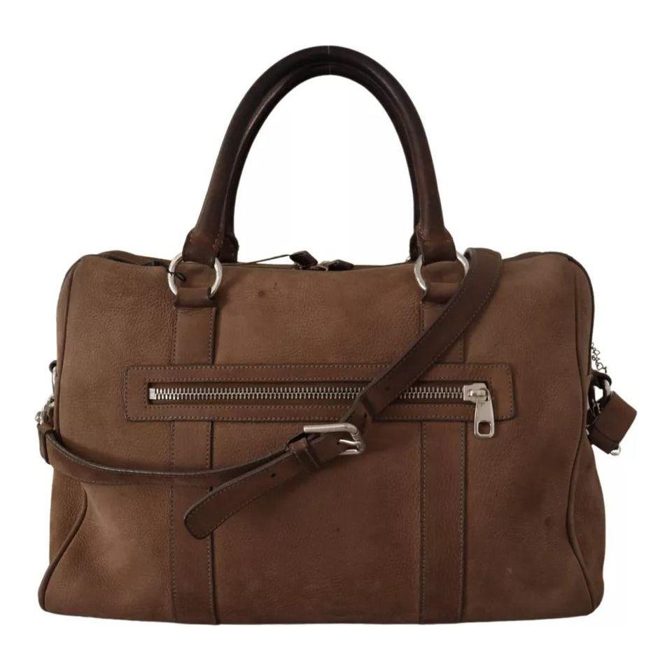 Dolce & Gabbana Brown Leather Shoulder Strap Travel Messenger Gym Men Bag Dolce & Gabbana Dark Olive Green