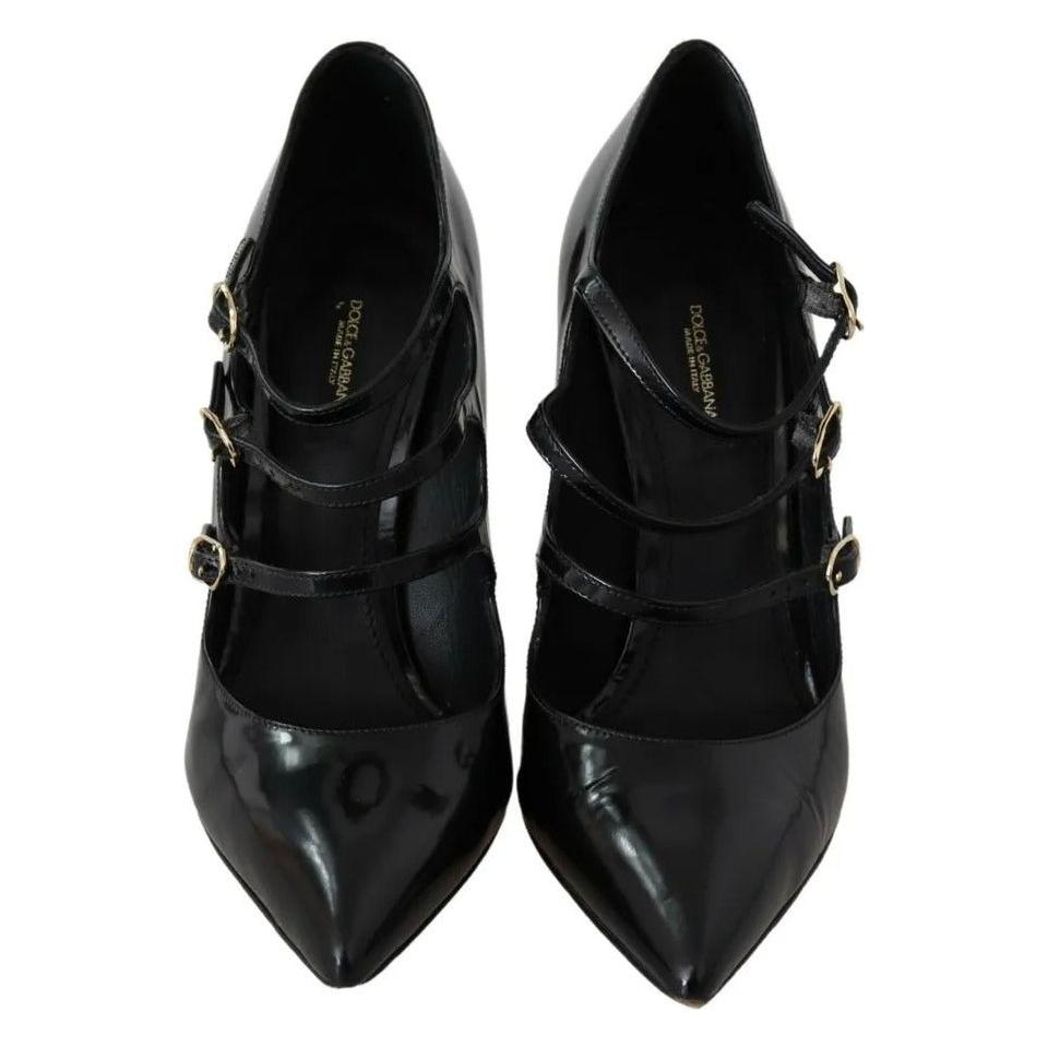 Dolce & Gabbana Black Leather Ankle Strap Heels Pumps Shoes Dolce & Gabbana Black