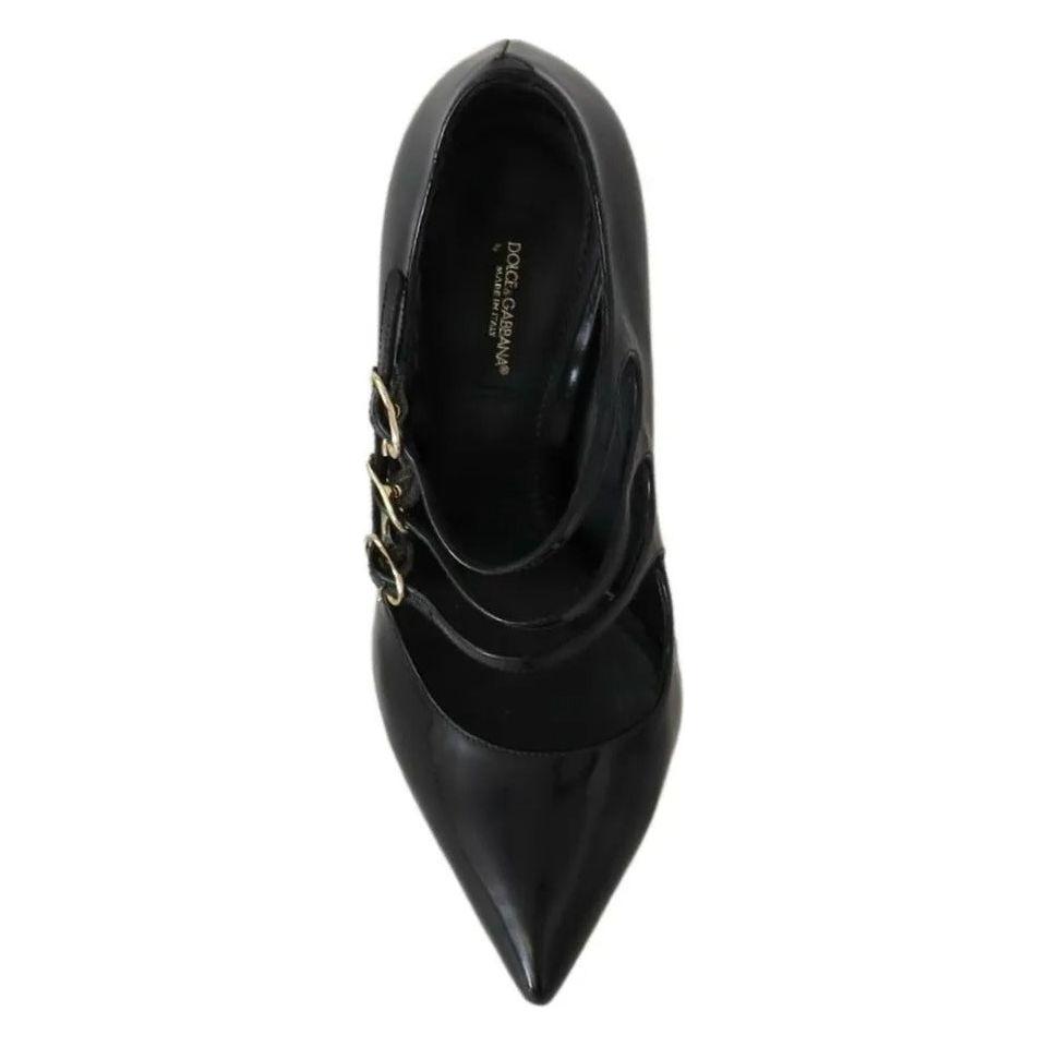 Dolce & Gabbana Black Leather Ankle Strap Heels Pumps Shoes Dolce & Gabbana Black