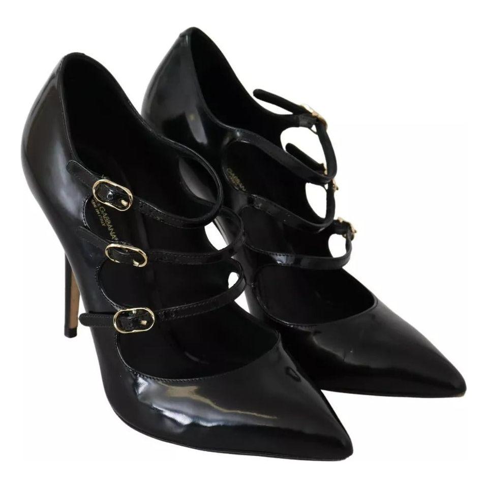 Dolce & Gabbana Black Leather Ankle Strap Heels Pumps Shoes Dolce & Gabbana Black