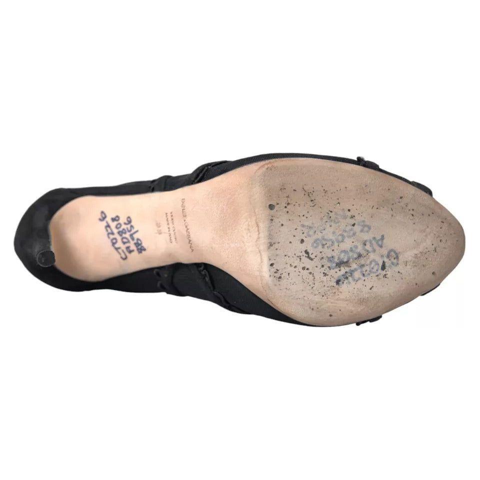 Dolce & Gabbana Black Tulle Stiletto Heels Short Boots Shoes Dolce & Gabbana Tan