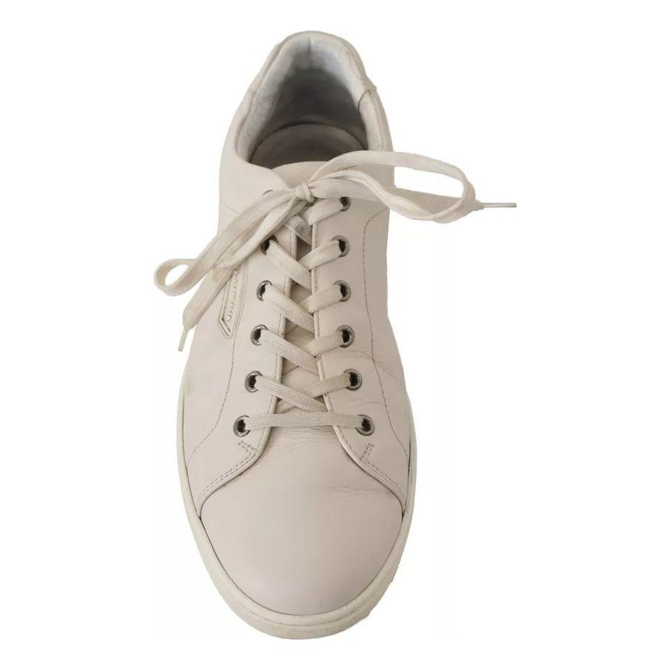Dolce & Gabbana White Casual Leather Logo Men Sneakers Shoes Dolce & Gabbana Gray