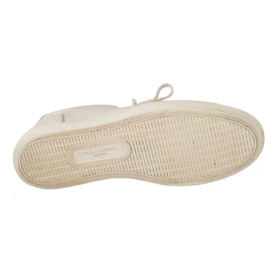 Dolce & Gabbana White Casual Leather Logo Men Sneakers Shoes Dolce & Gabbana Gray