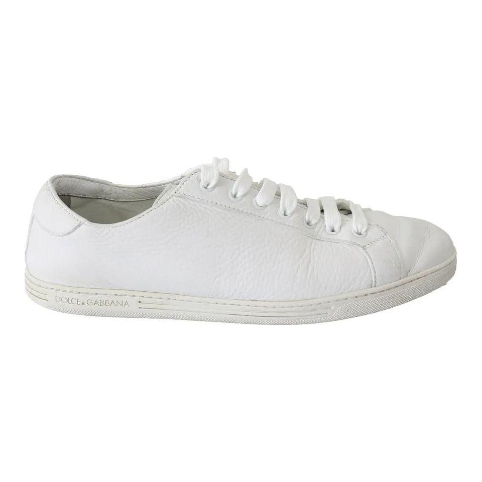 Dolce & Gabbana White Saint Tropez Lace Up Men Sneakers Men Shoes Dolce & Gabbana Light Gray