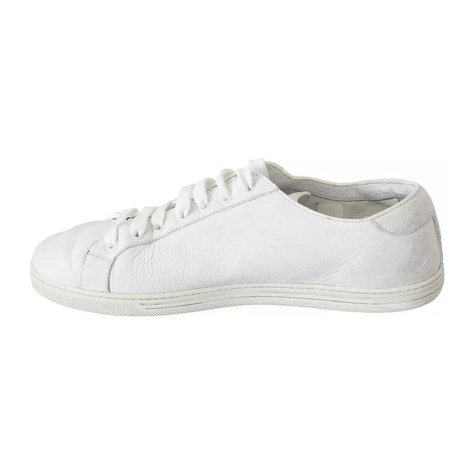 Dolce & Gabbana White Saint Tropez Lace Up Men Sneakers Men Shoes Dolce & Gabbana Light Gray