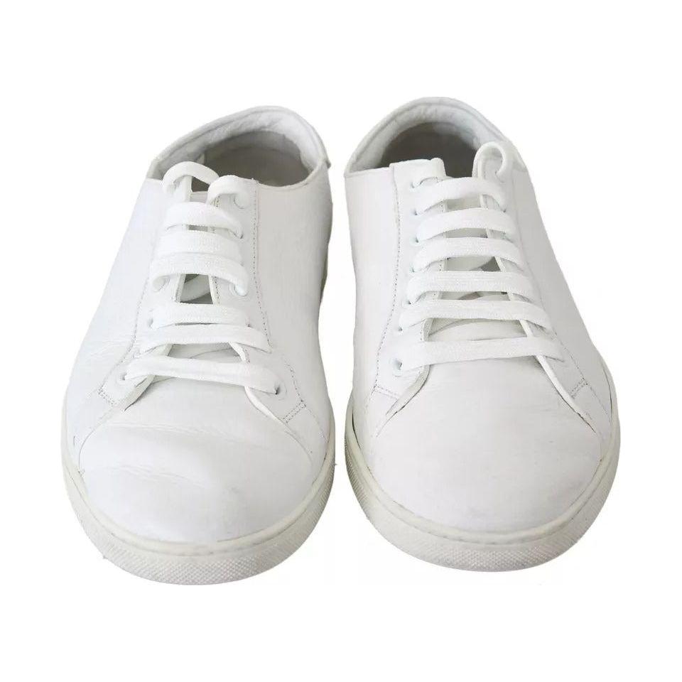 Dolce & Gabbana White Saint Tropez Lace Up Men Sneakers Men Shoes Dolce & Gabbana Light Gray