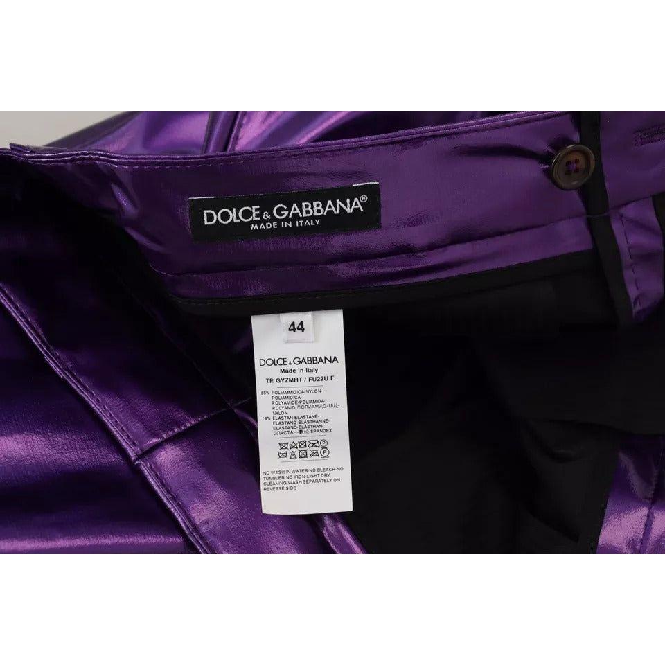 Dolce & Gabbana Purple Shining Men Casual Pants Dolce & Gabbana Black