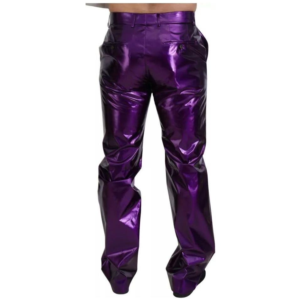 Dolce & Gabbana Purple Shining Men Casual Pants Dolce & Gabbana Dark Slate Gray
