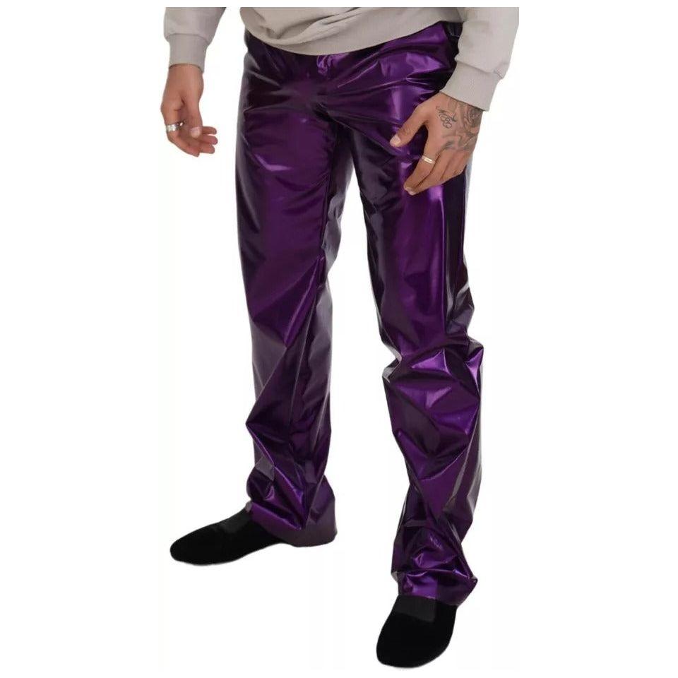 Dolce & Gabbana Purple Shining Men Casual Pants Dolce & Gabbana Dark Slate Gray