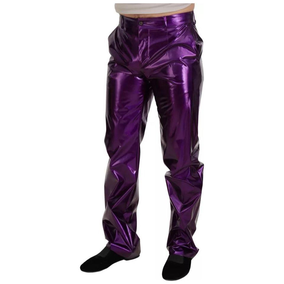 Dolce & Gabbana Purple Shining Men Casual Pants Dolce & Gabbana Dark Slate Gray