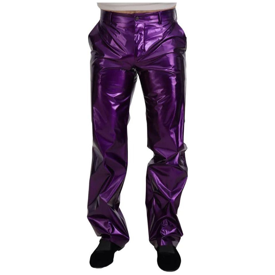 Dolce & Gabbana Purple Shining Men Casual Pants Dolce & Gabbana Midnight Blue