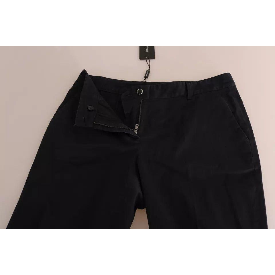 Dolce & Gabbana Black Cotton Cropped Capri Pants Dolce & Gabbana Black