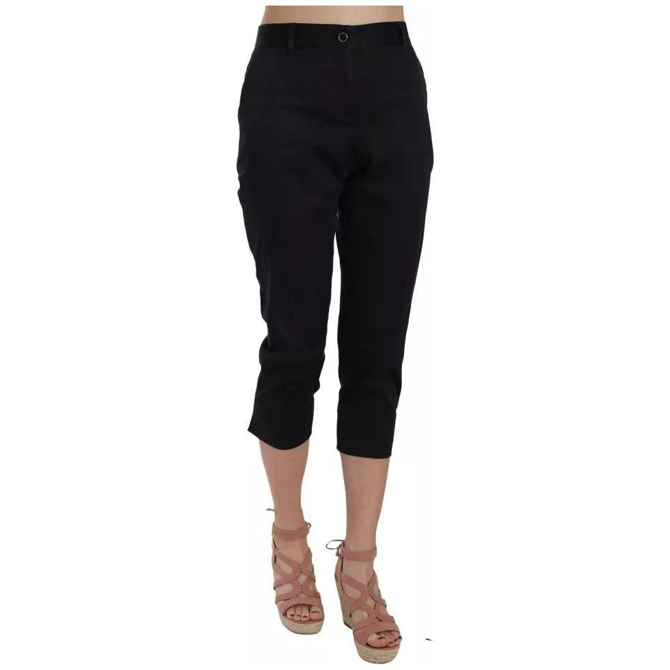Dolce & Gabbana Black Cotton Cropped Capri Pants Dolce & Gabbana Black