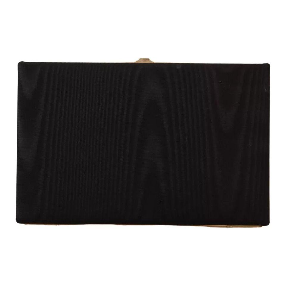 Dolce & Gabbana Black Silk Gold Frame Clutch Evening Party Purse Bag Dolce & Gabbana Black