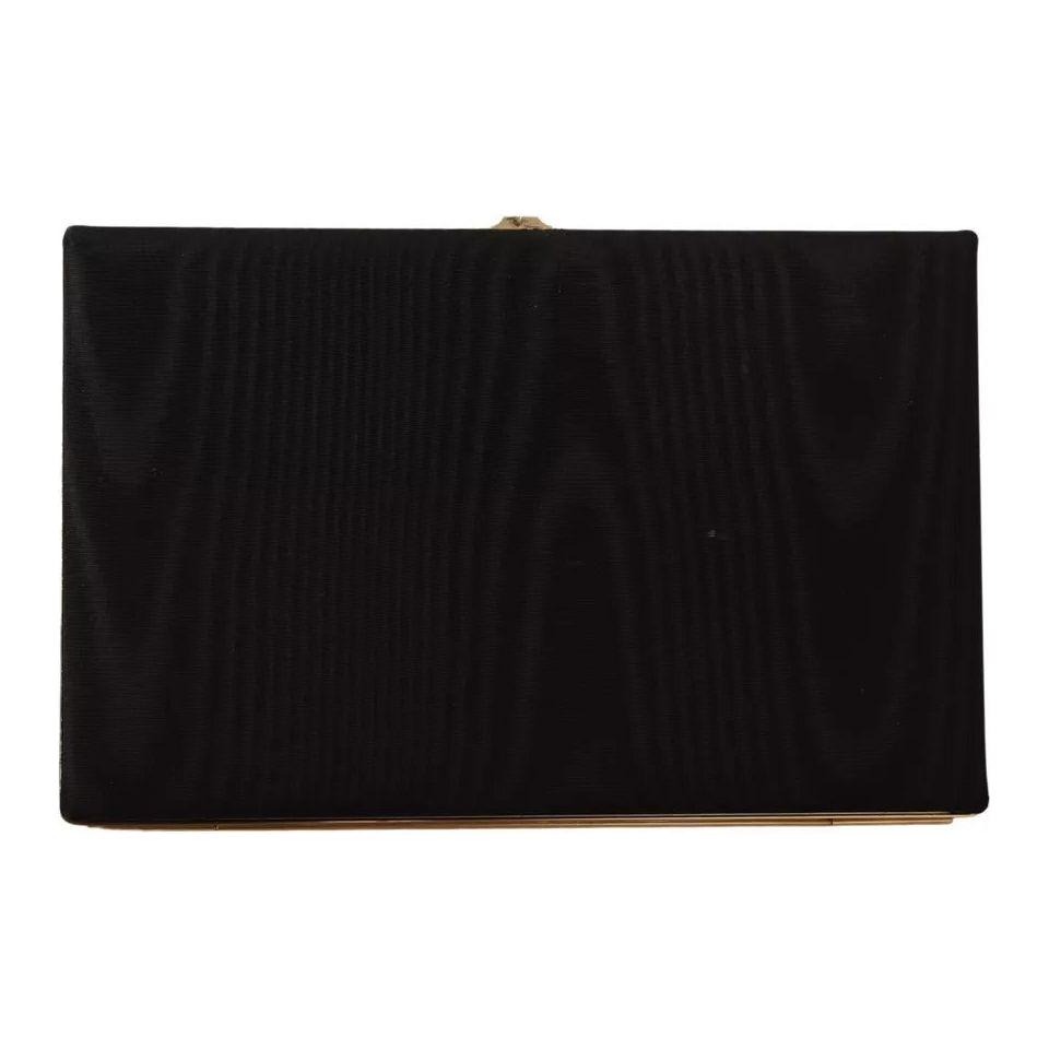 Dolce & Gabbana Black Silk Gold Frame Clutch Evening Party Purse Bag Dolce & Gabbana Black