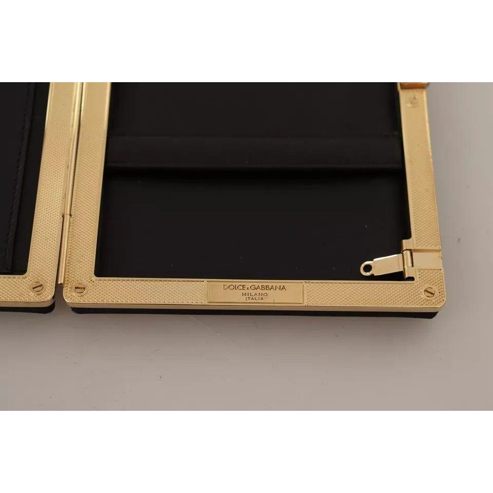 Dolce & Gabbana Black Silk Gold Frame Clutch Evening Party Purse Bag Dolce & Gabbana Rosy Brown