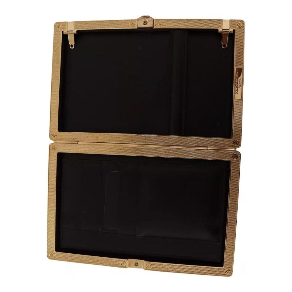 Dolce & Gabbana Black Silk Gold Frame Clutch Evening Party Purse Bag Dolce & Gabbana Black