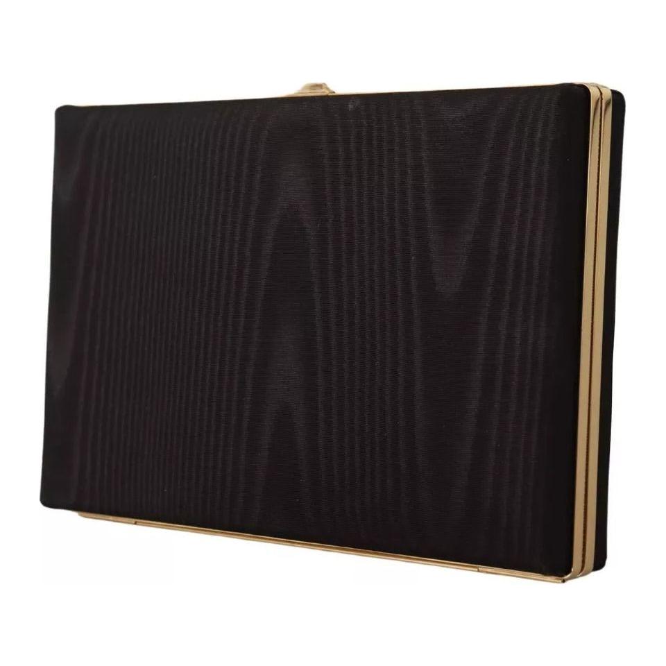 Dolce & Gabbana Black Silk Gold Frame Clutch Evening Party Purse Bag Dolce & Gabbana Black