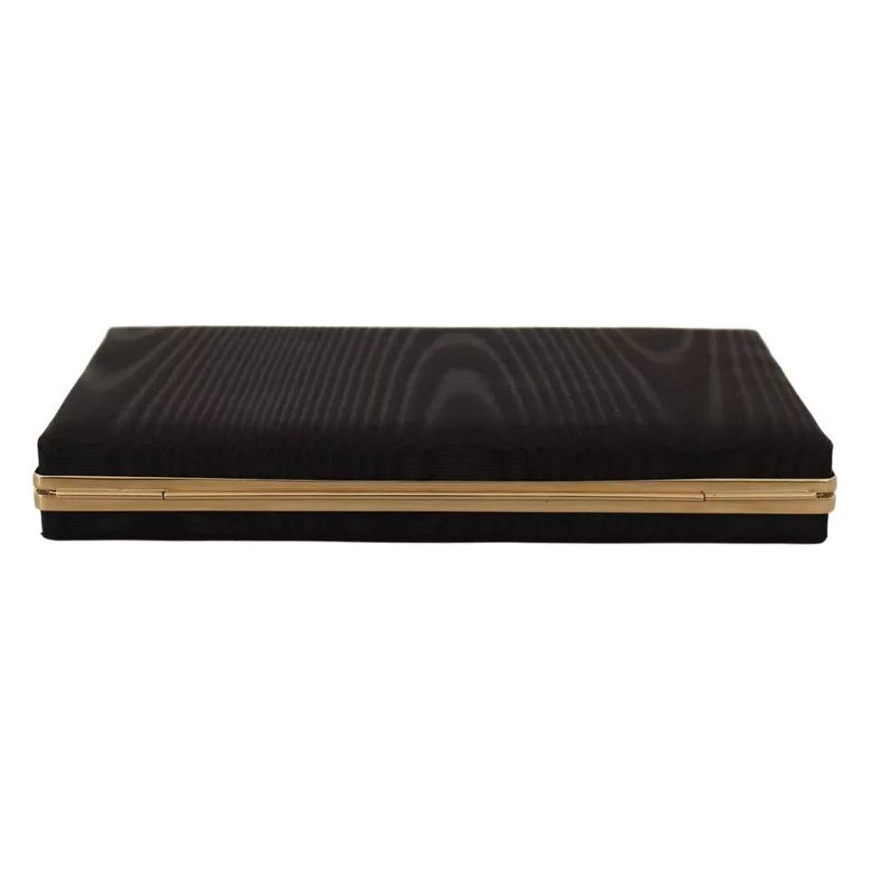 Dolce & Gabbana Black Silk Gold Frame Clutch Evening Party Purse Bag Dolce & Gabbana Black