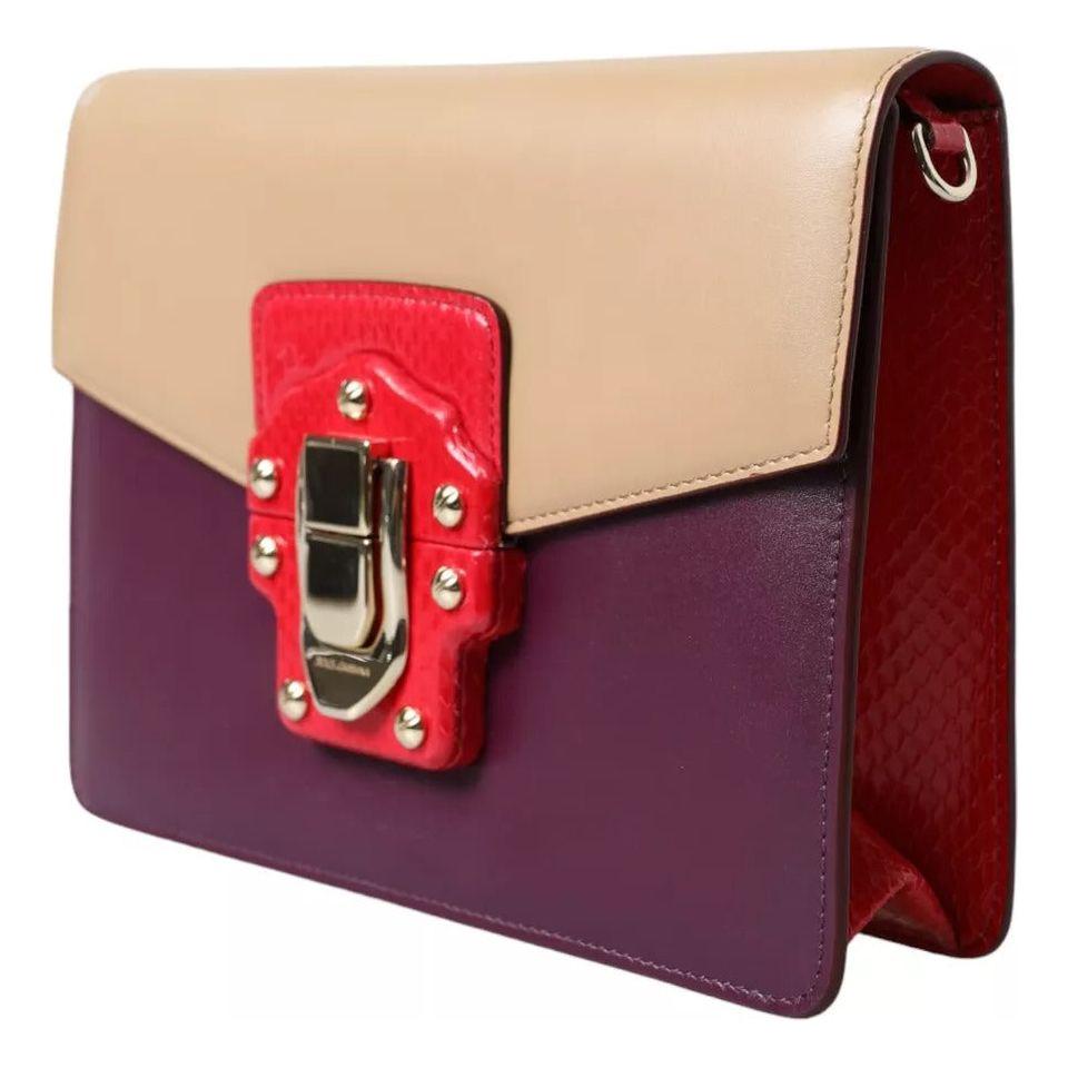 Dolce & Gabbana Multicolor Lucia Brushed Leather Crossbody Shoulder Bag Dolce & Gabbana Tan