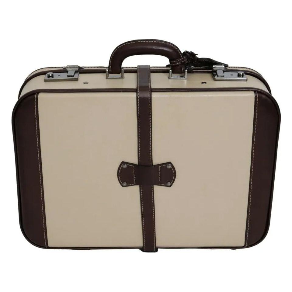 Dolce & Gabbana Brown Beige Leather Mens Travel Suitcase Luggage Bag Dolce & Gabbana Dark Gray