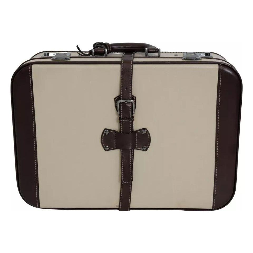 Dolce & Gabbana Brown Beige Leather Mens Travel Suitcase Luggage Bag Dolce & Gabbana Dark Gray