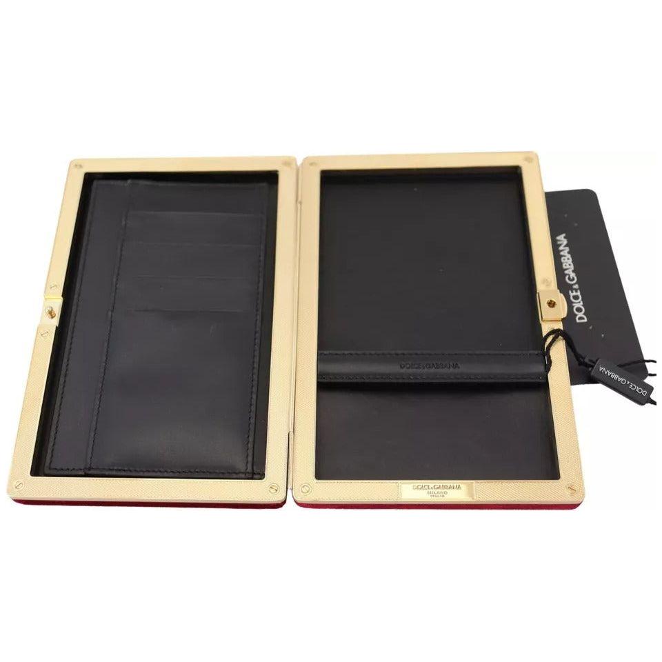 Dolce & Gabbana Red Velvet Gold Frame Clutch Evening Party Purse Bag Dolce & Gabbana Dark Slate Gray