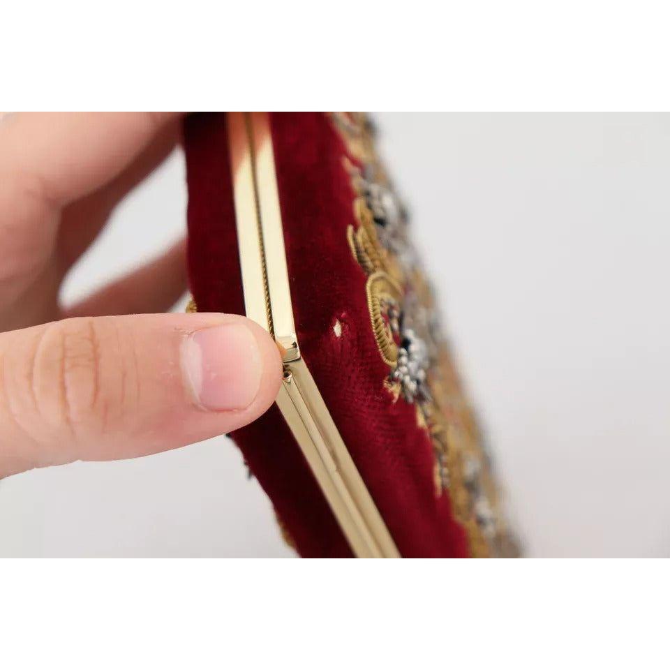 Dolce & Gabbana Red Velvet Gold Frame Clutch Evening Party Purse Bag Dolce & Gabbana Light Gray