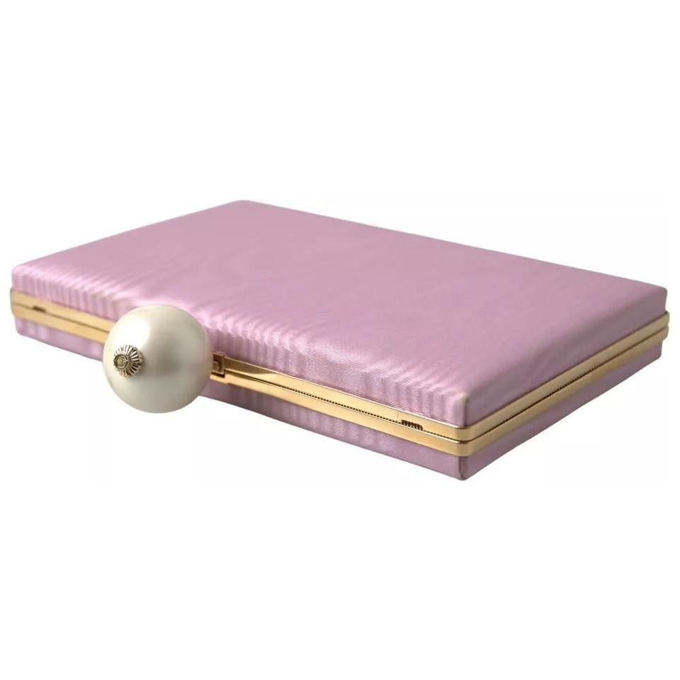 Dolce & Gabbana Pink Silk Gold Frame Clutch Evening Party Purse Bag Dolce & Gabbana Dark Gray