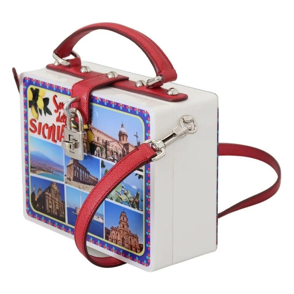 Dolce & Gabbana White Plexi Box Sicilia Square Hand Shoulder Purse Bag Dolce & Gabbana Light Gray