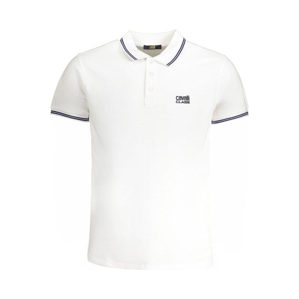 Cavalli Class White Cotton Polo Shirt Cavalli Class White Smoke