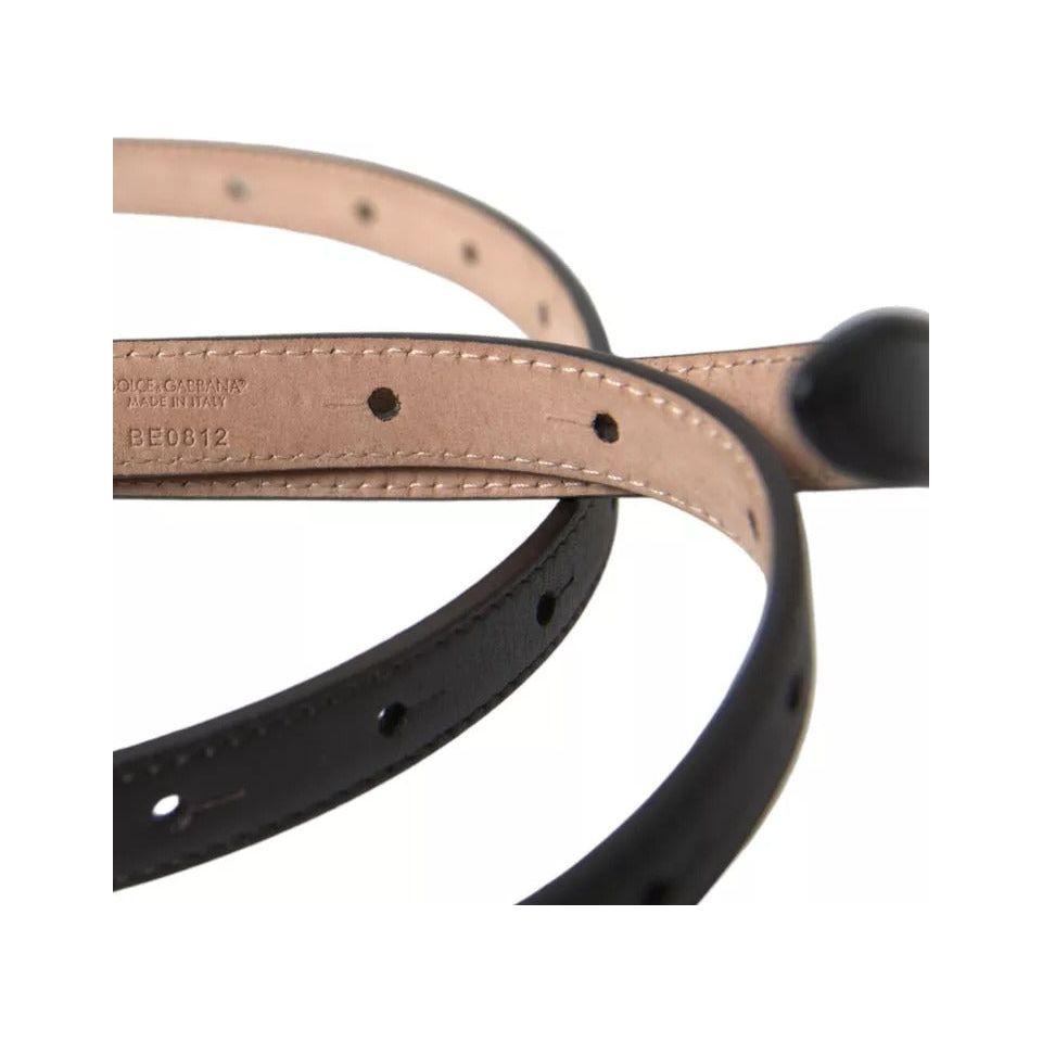 Dolce & Gabbana Dark Brown Leather Gold Metal Buckle Women Belt Dolce & Gabbana Rosy Brown