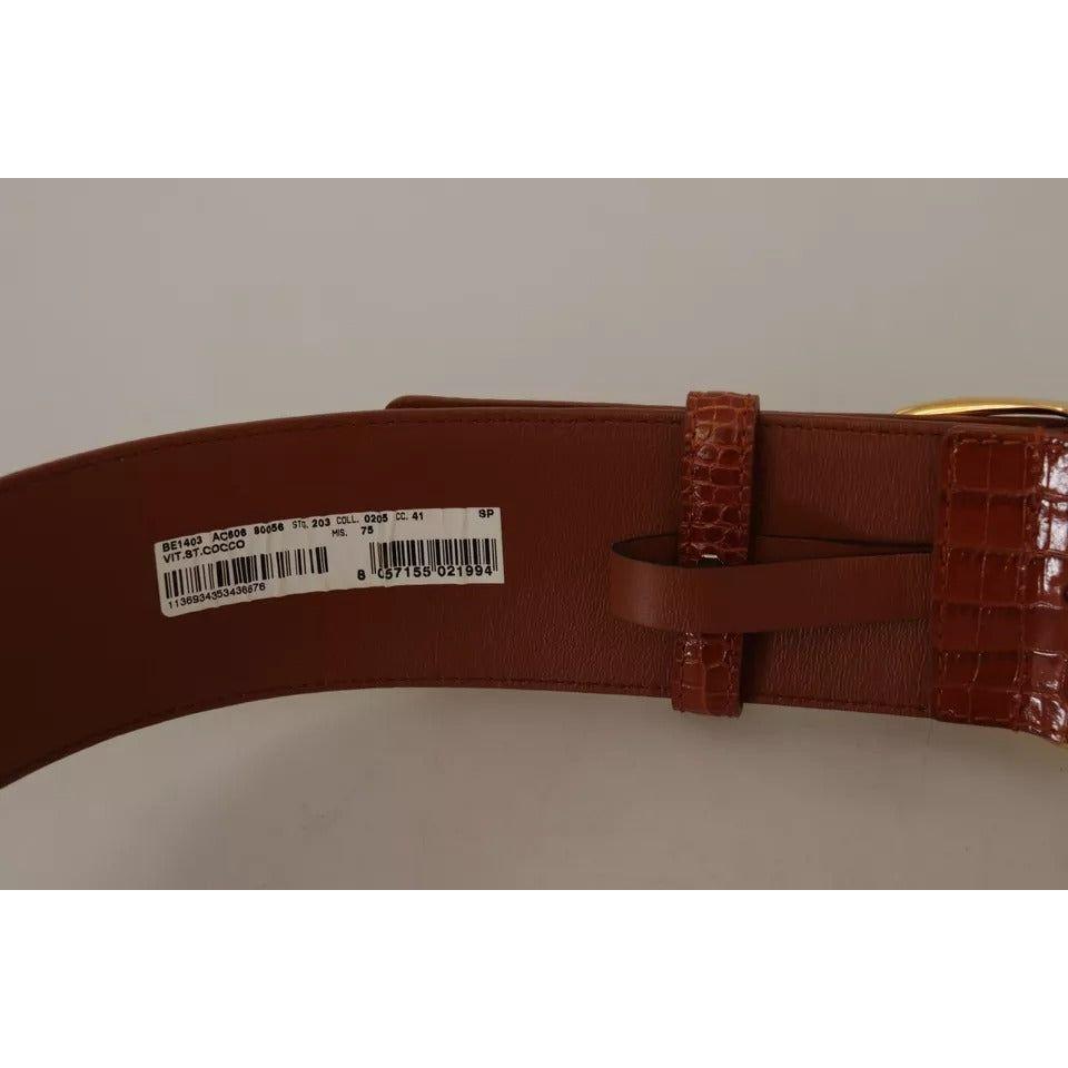 Dolce & Gabbana Brown Wide Waist Design Leather Gold Metal Buckle Belt Dolce & Gabbana Rosy Brown